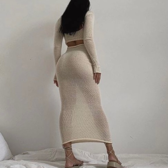 2PC Backless Knit Dress - Picture 4 of 13